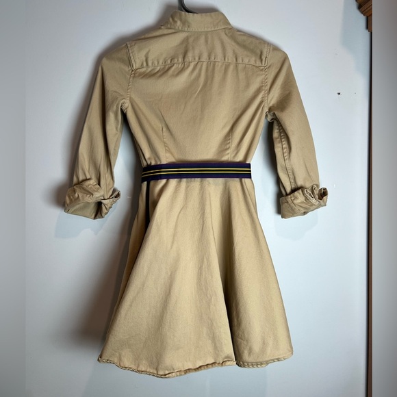 Polo Ralph Lauren Shirt Dress Belted Chino Khaki Girls Size 10 Neutral - Picture 2 of 6
